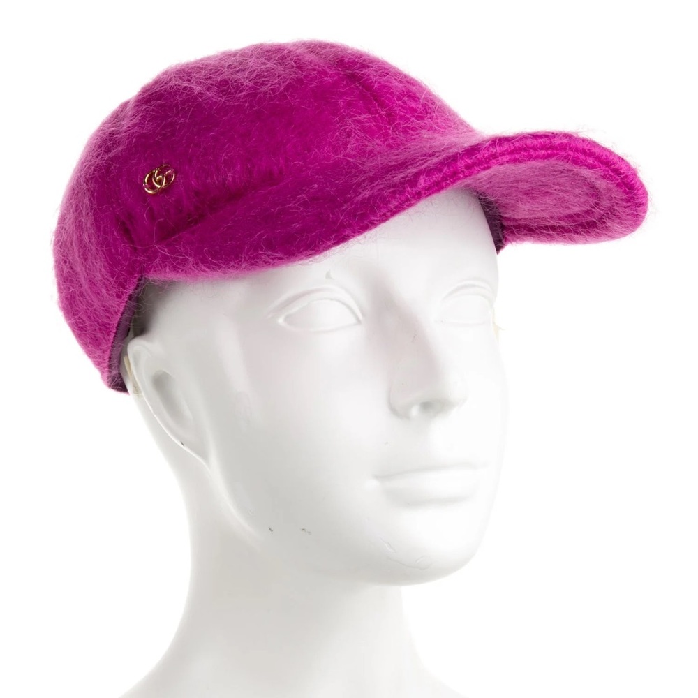New Gucci GG Mohair pink Baseball Hat size Medium